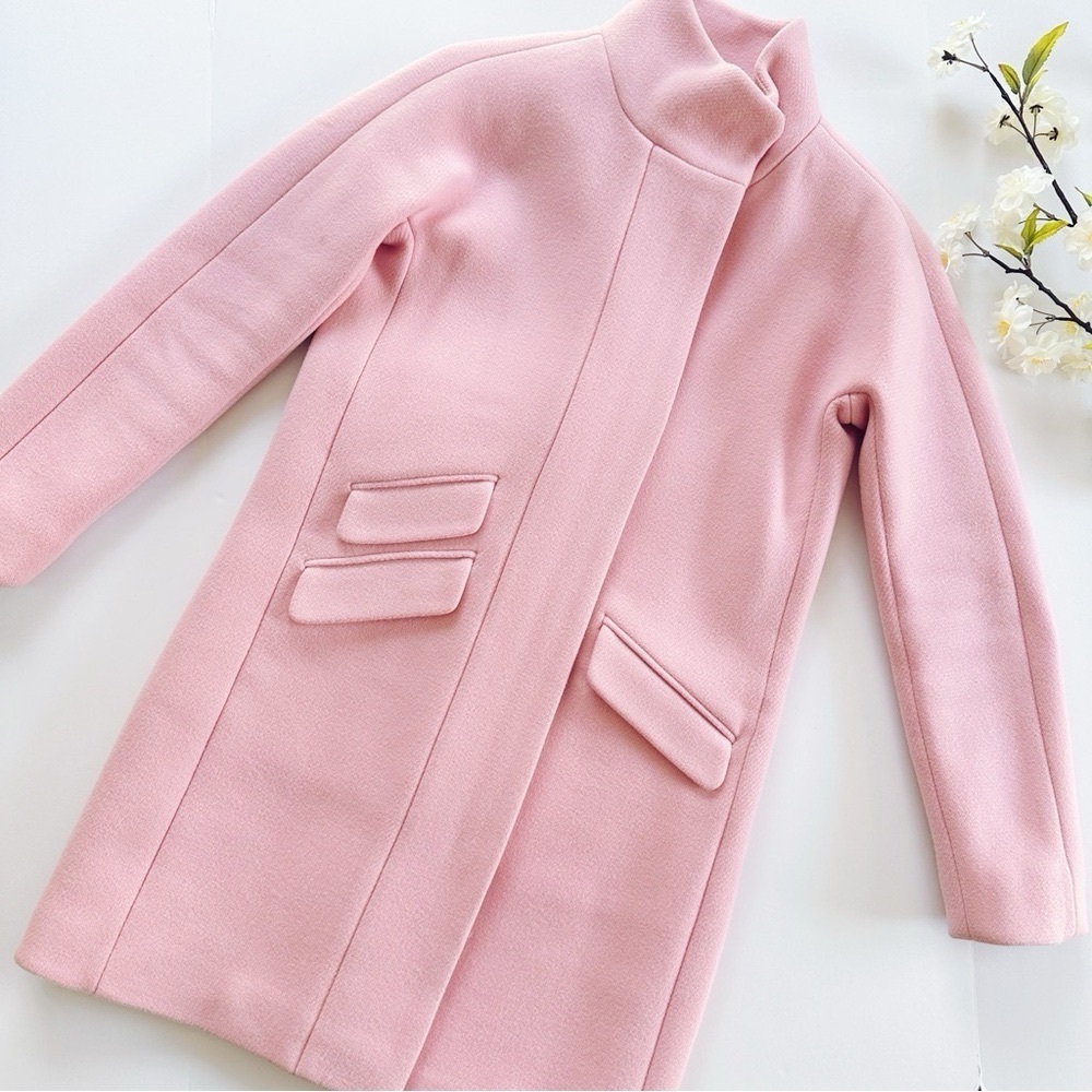 J.Crew Pink Nello Gori Italian Stadium Cloth Wool Cocoon Coat Size 00